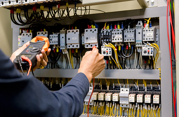 electrician-engineer-work-tester-measuring-voltage-current-power-electric-line-electical-cabinet-control
